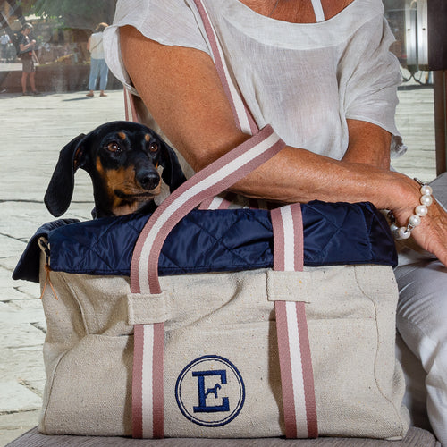 CANVAS BAG & NAVY BLUE DOG CARRIER