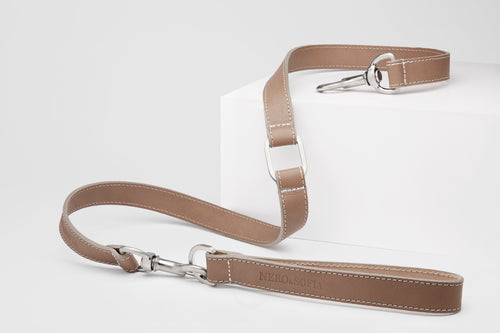 Nero & Sofia Taupe Abbracci Collection Dog Leash - Nero & Sofia